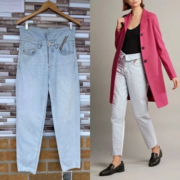 JEAN ATELIER Flip Fold-over High-rised Straight-leg Jeans 28 - Picture 3 of 16